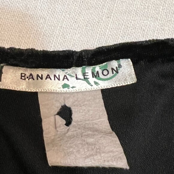 banana lemon Black Velvet Floral Burnout Skater Dress Size M Keyhole Back - Picture 3 of 7